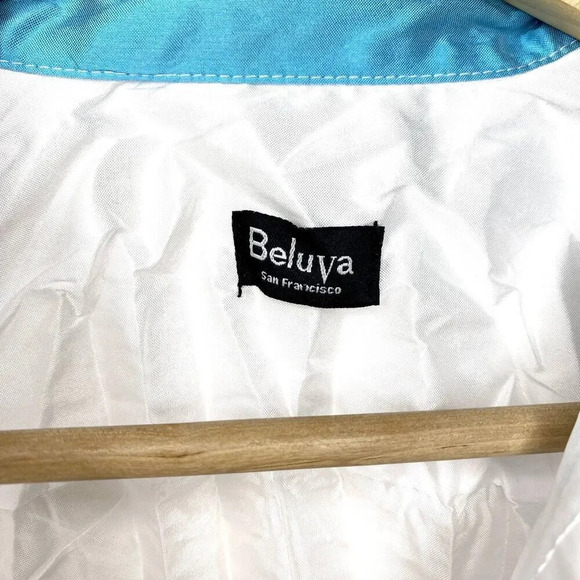 Beluva San Francisco Pleated Button Down Shirt Blouse White Blue Women's XS - Picture 9 of 10